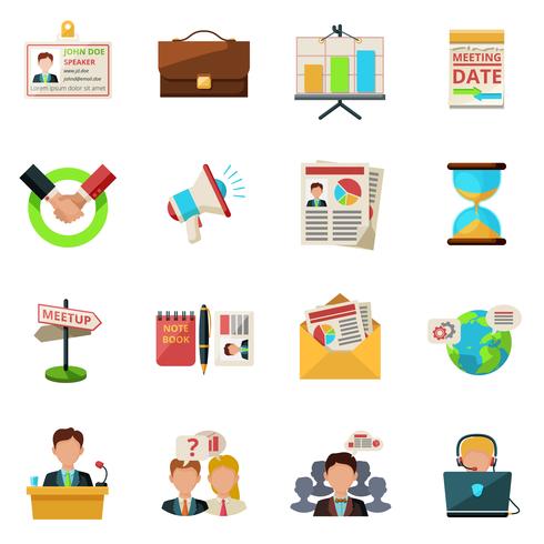 Iconos de reuniones planas vector