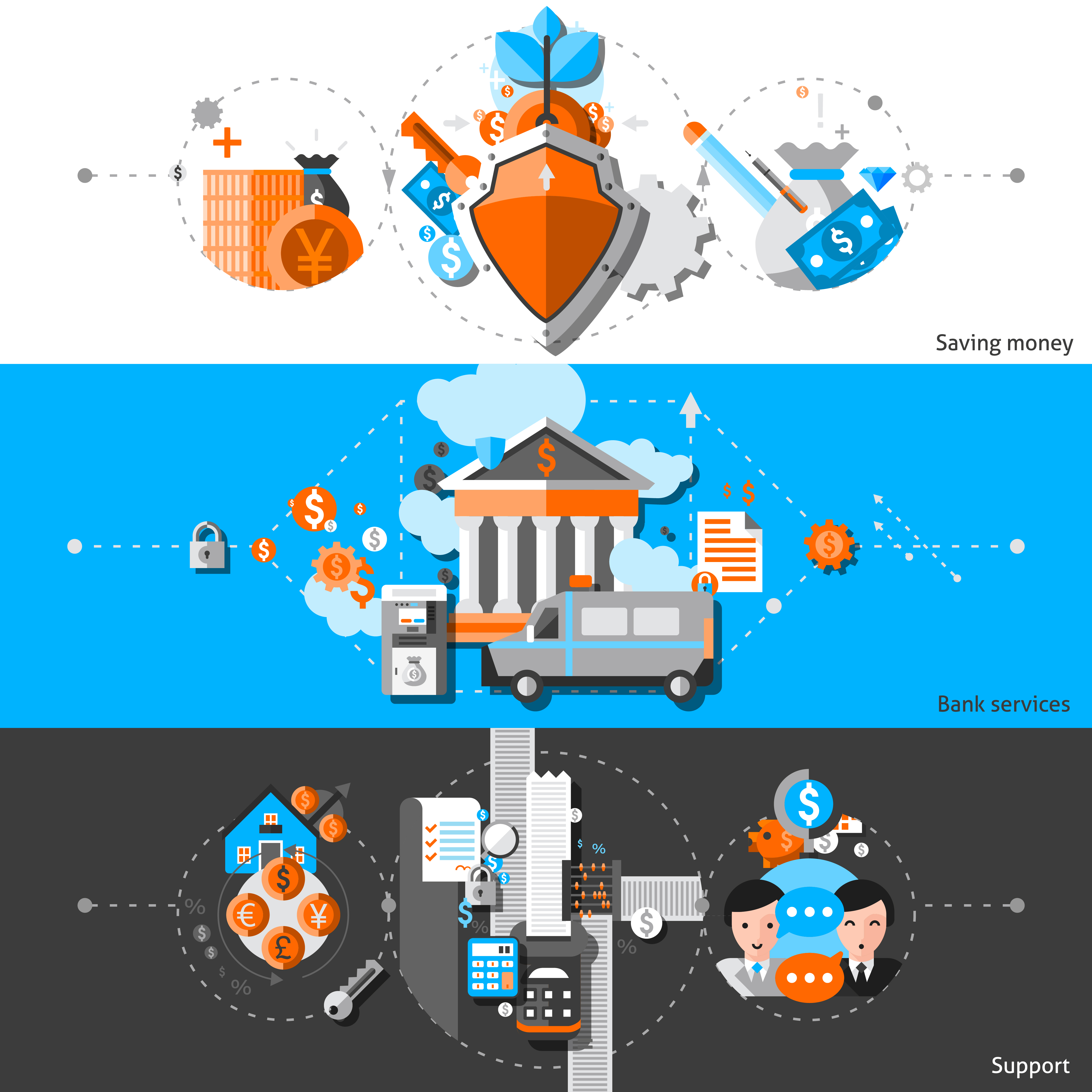 Banking Horizontal Banners Set 468021 Vector Art at Vecteezy