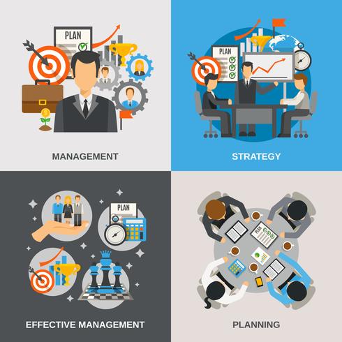 Management Flat Set vector