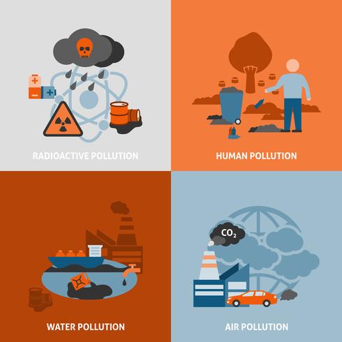 Environmental Problems Icons Set  vector