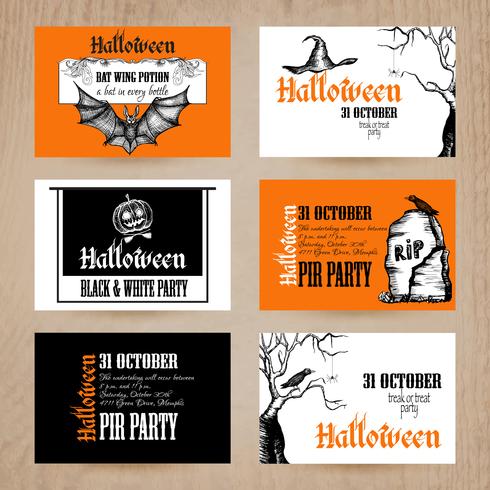 Conjunto de tarjetas de halloween vector