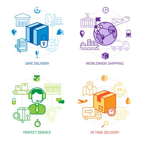  Logistics Design Line Icons Set  vector