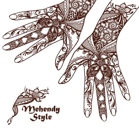Decorative Hands With Henna Tattoos vector
