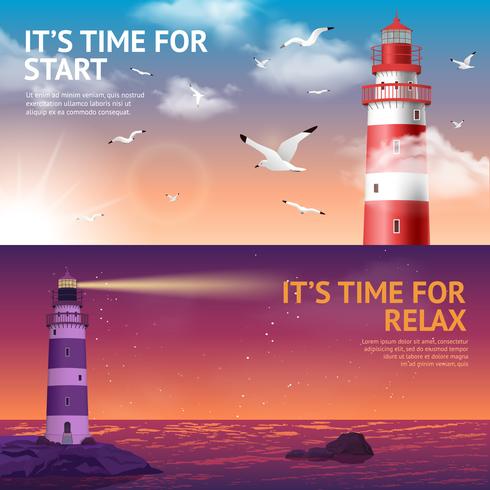 Lighthouse Banner Set vector