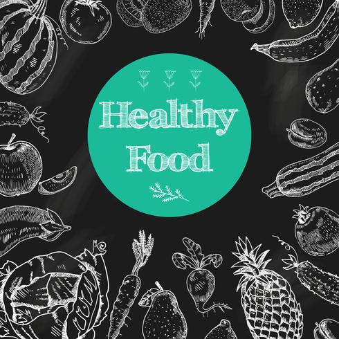 Healthy food chalkboard background vector