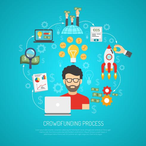 Crowdfunding Concept Flat vector