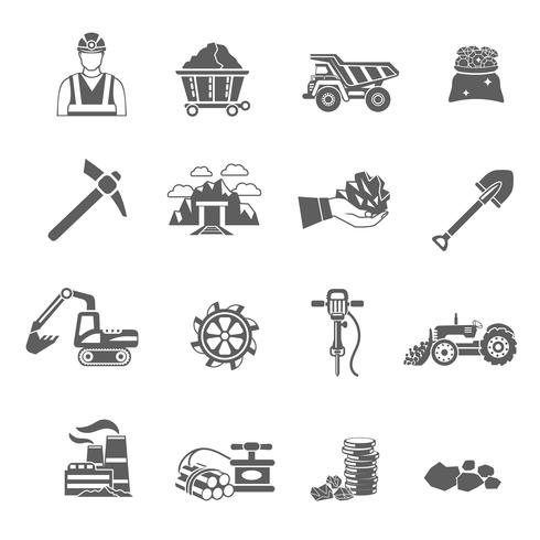 Conjunto de iconos de minería vector