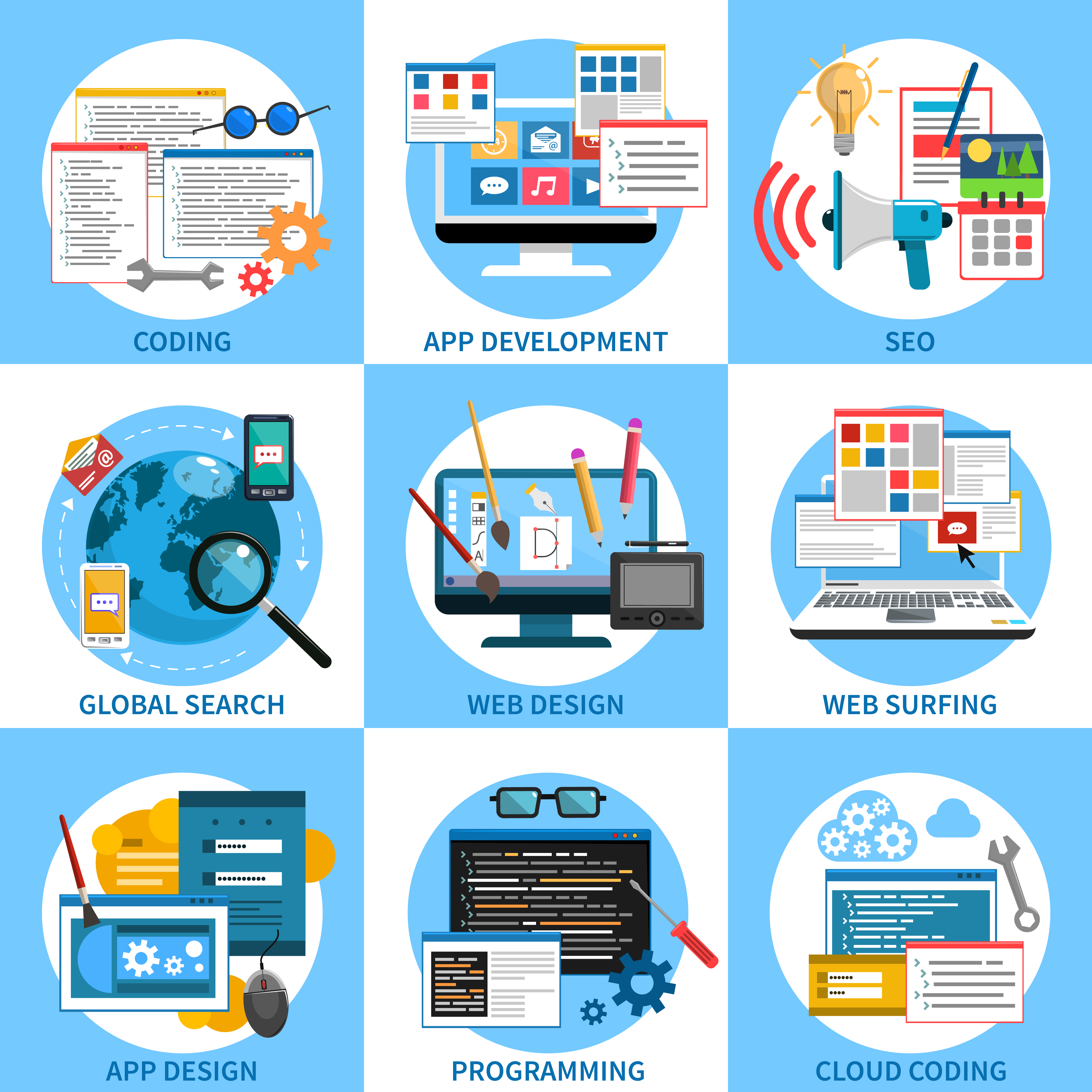 Web Development Concept Set 468133 Vector Art at Vecteezy