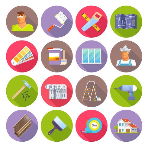 Renovation Flat Icons Set vector