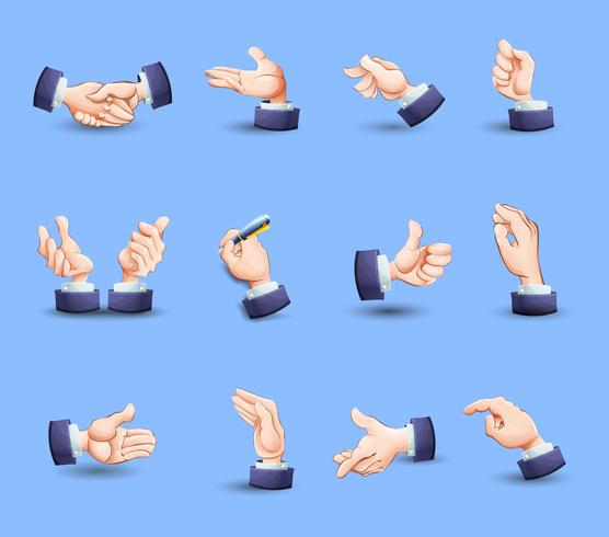 Hands gestures icons set flat  vector