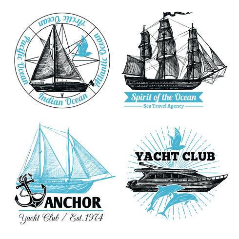 Marine Labels Set vector