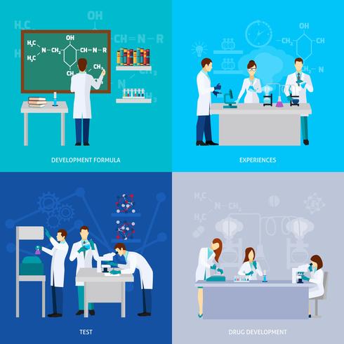 Scientists Flat Set vector