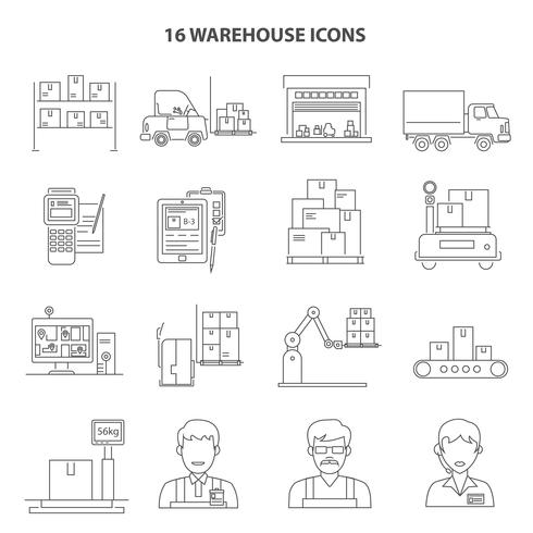 Warehouse Icons Outline vector