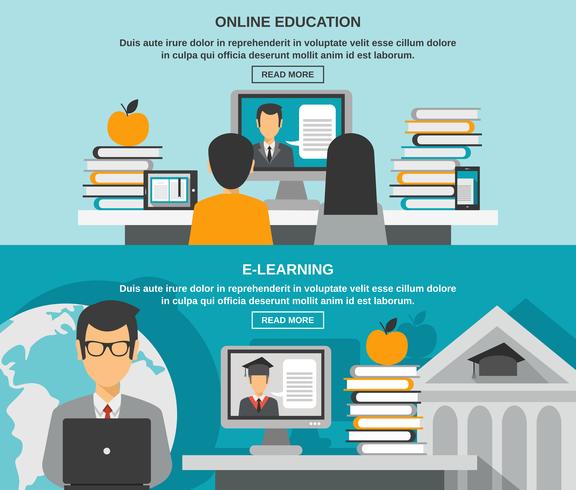 Conjunto de banners de e-learning vector