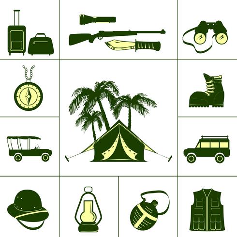 Iconos de Safari para la caza vector