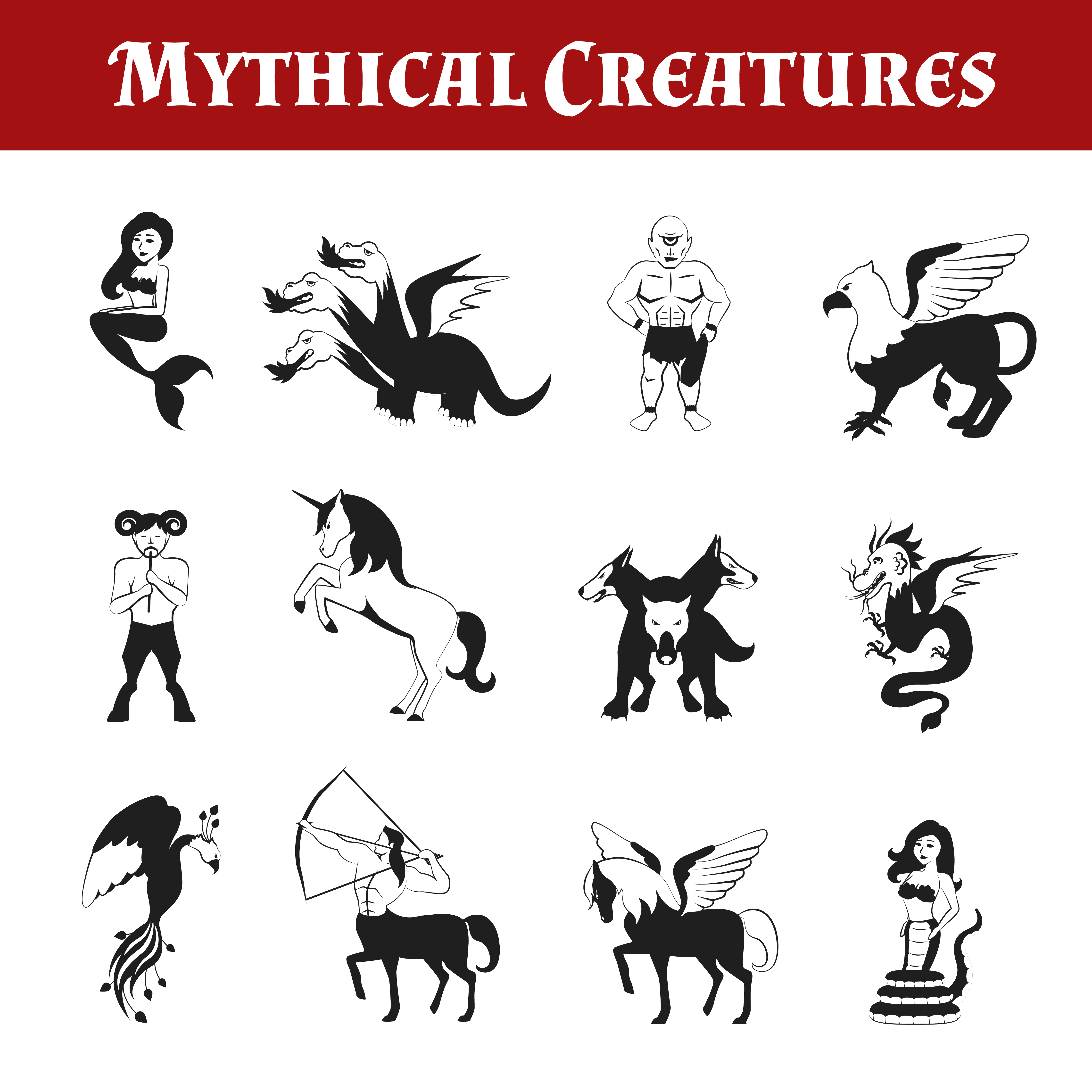 Векторные наклейки Мифологические. Мифические существа вектор чб. Значок мифология без фона. Пиктограмма мифы и легенды.