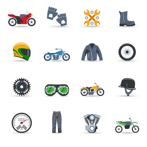 Conjunto de iconos de motocicleta vector