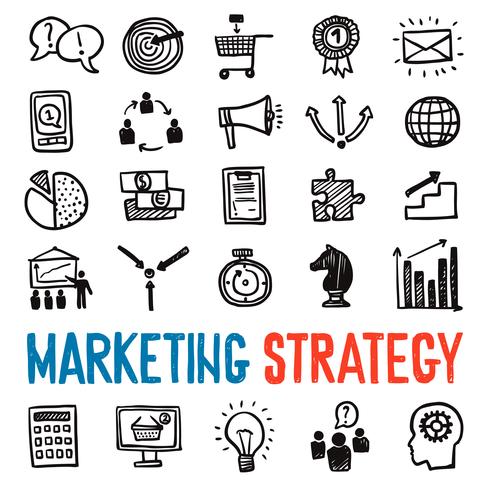 Marketing Strategy Icons Set vector