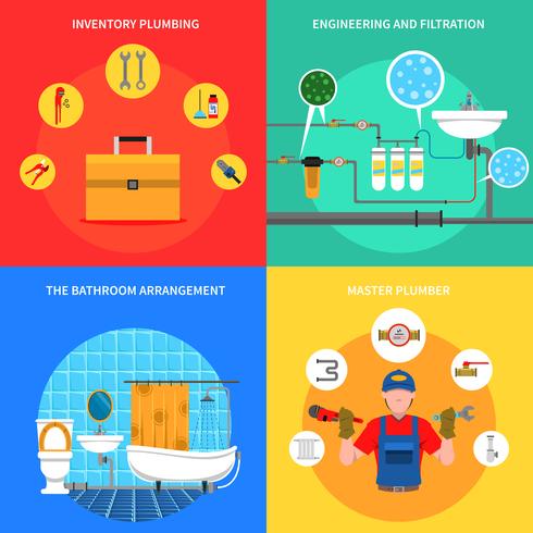 Plumbing Concept Set vector