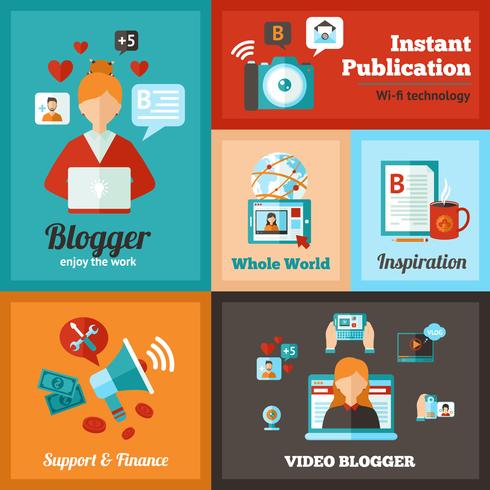 Blogger Poster Set vector
