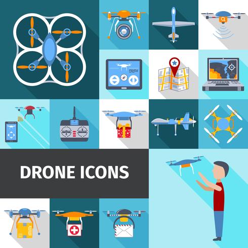 Conjunto de iconos de Drone vector