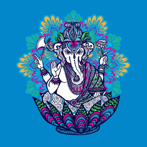 Ganesha Con Mandala Adornado vector