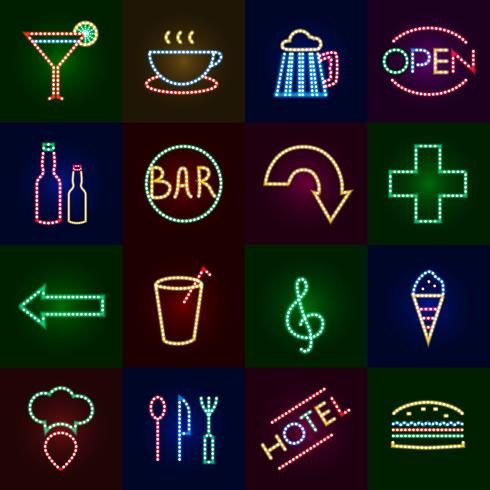 Led Lights Icons Set vector
