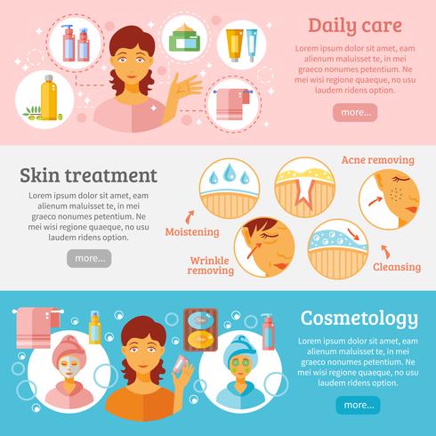 Conjunto de Banners de cosmetología de piel vector