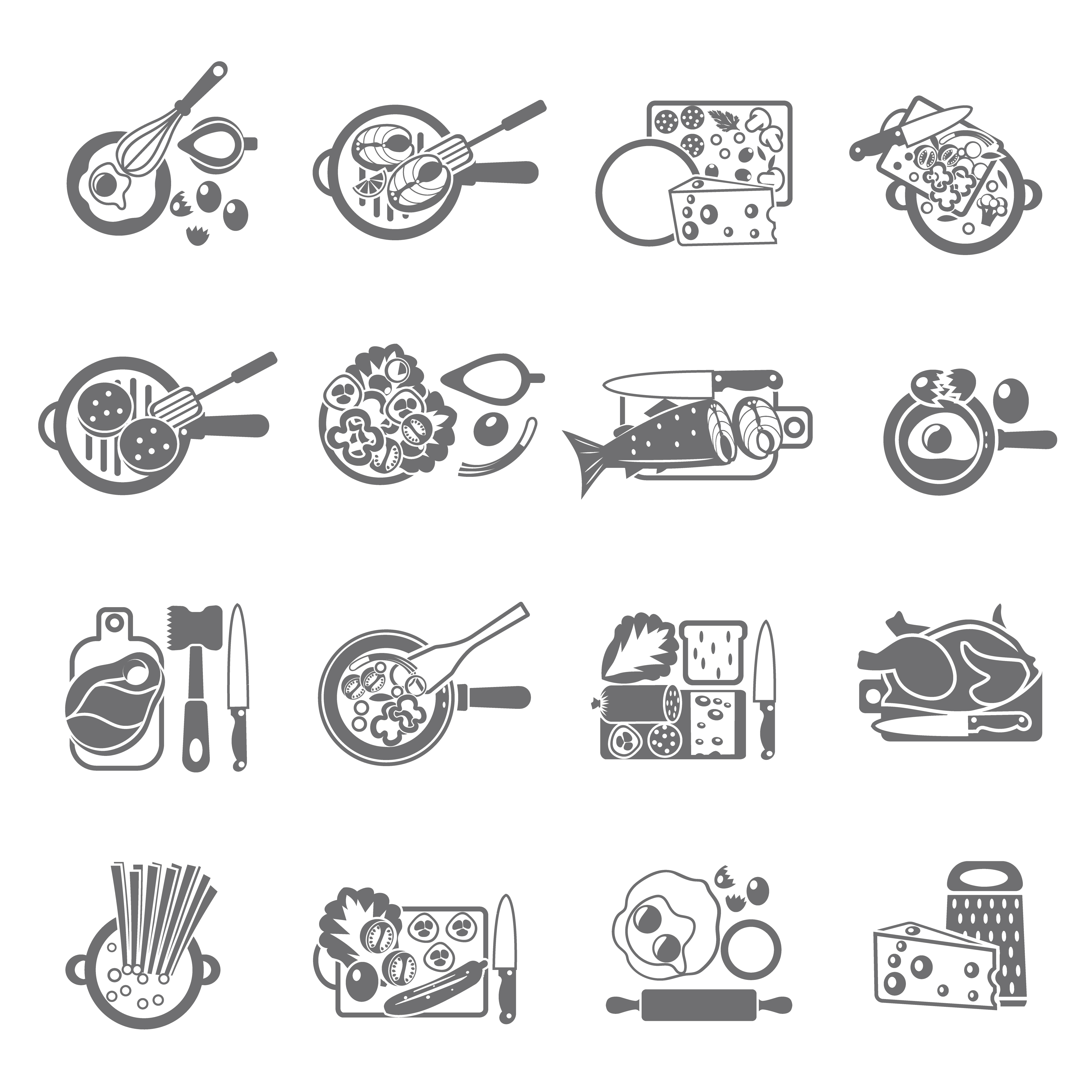 Home cooking black icons set - Download Free Vectors, Clipart Graphics