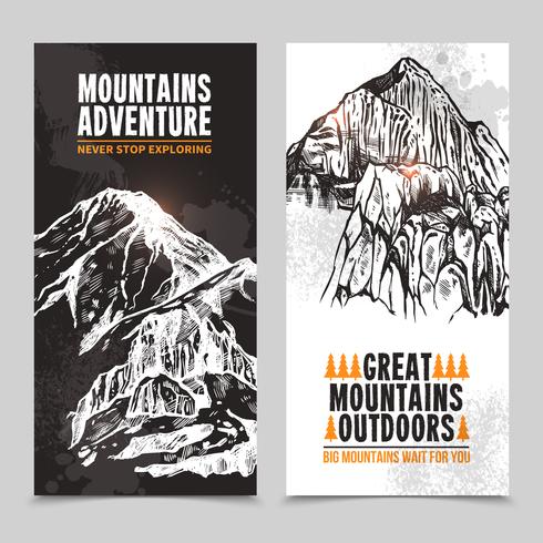 Mountain tourism 2 vertical banners vector