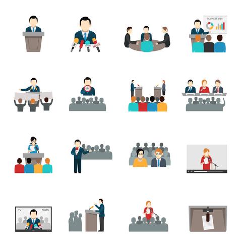 Public Speaking Icons Set vector