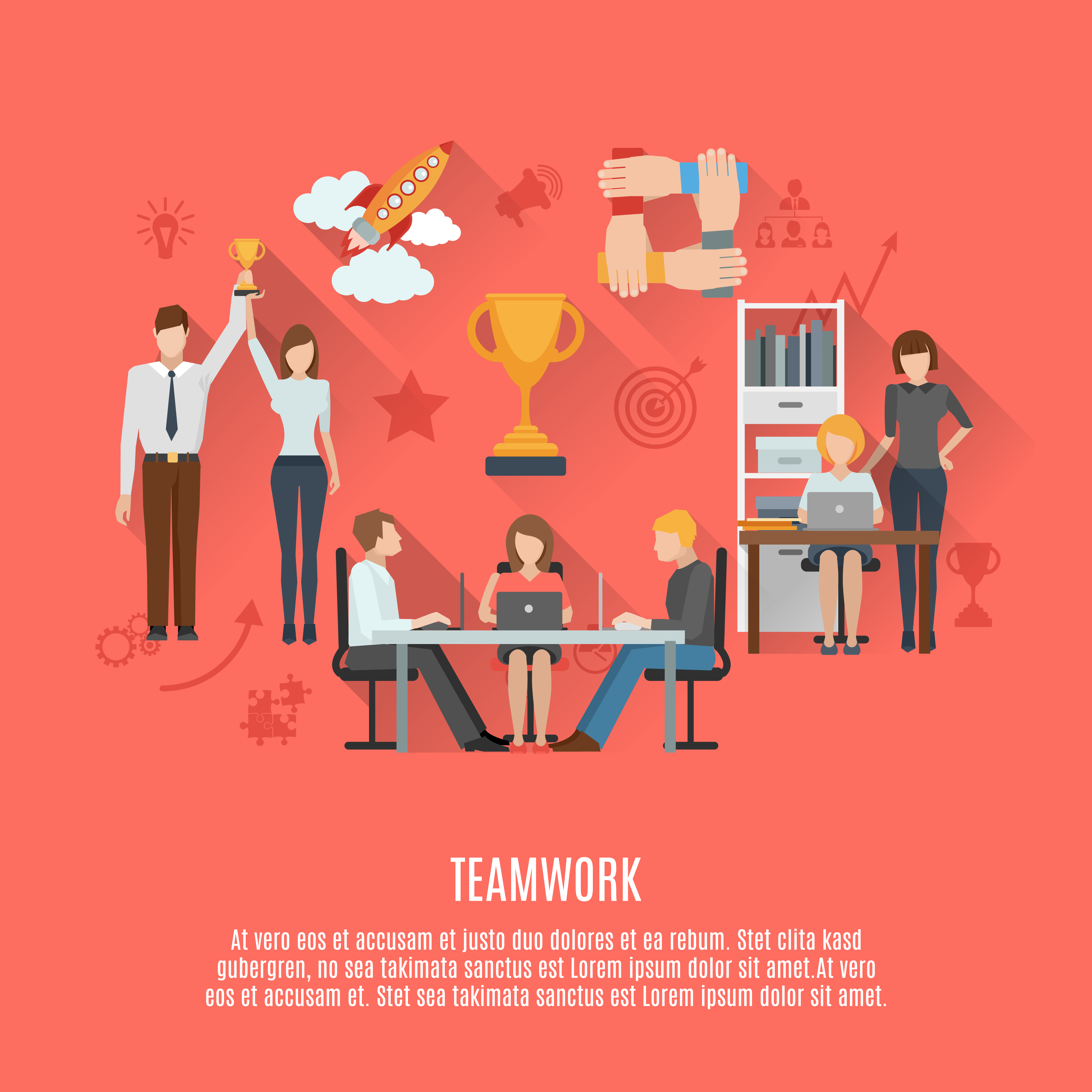 Business teamwork concept flat poster 468347 Vector Art at Vecteezy