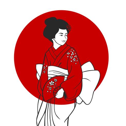 Geisha retrato ilustración vector