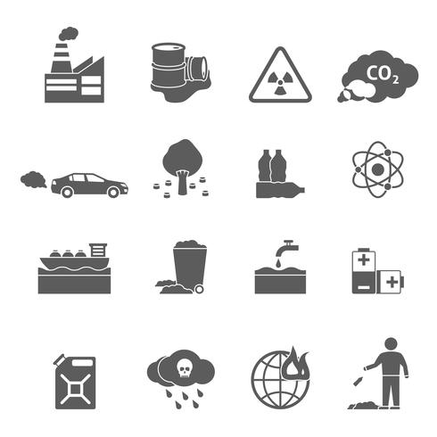 Conjunto de iconos de problemas de ecología vector