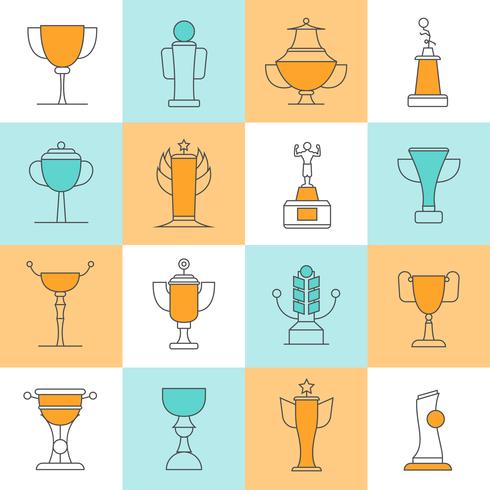 Awards Line Icons Set vector