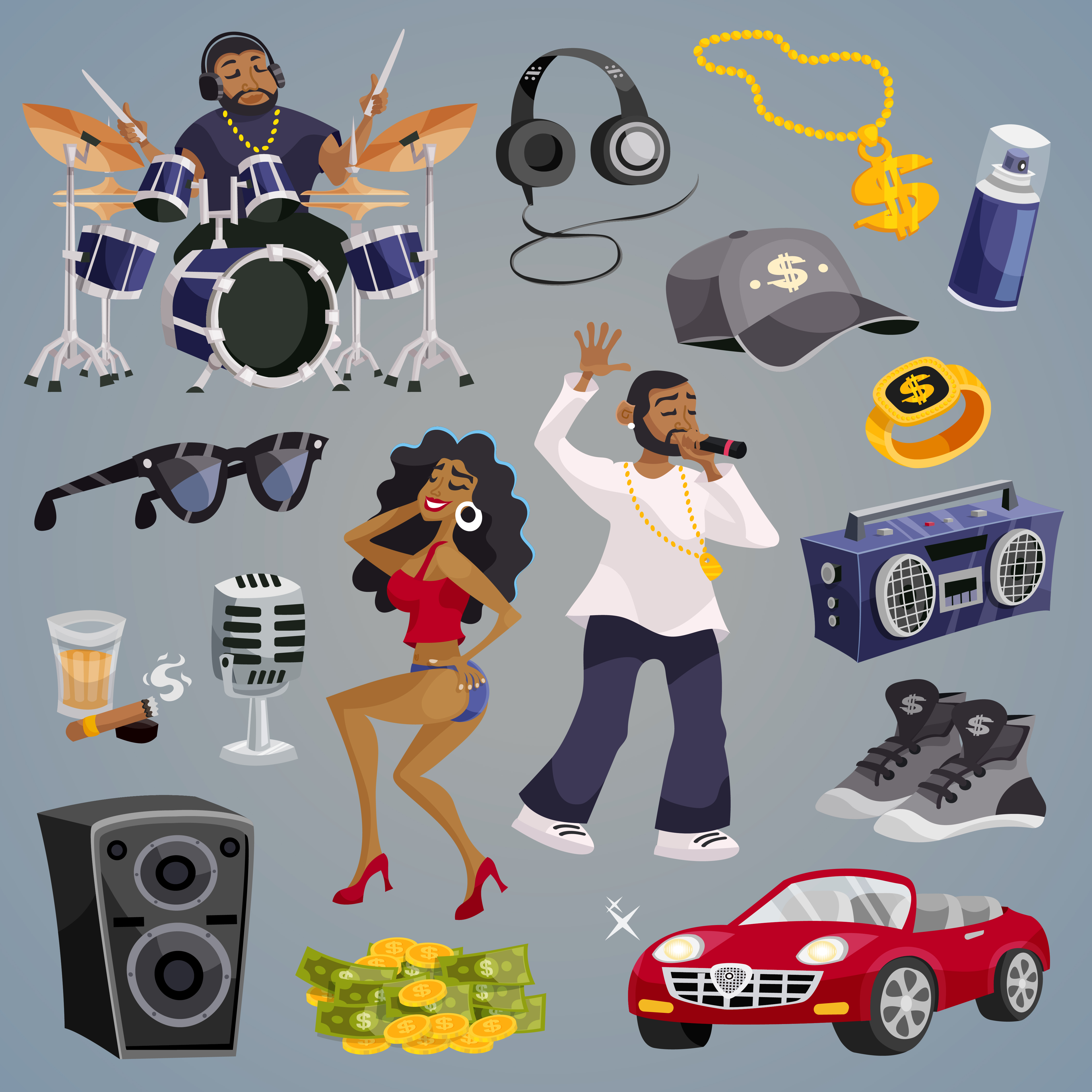 Rap Music Elements 468369 Vector Art at Vecteezy