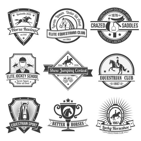 Equestrian Sport Emblems Set  vector