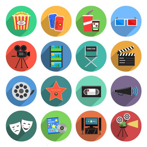 Conjunto de iconos de película plana vector