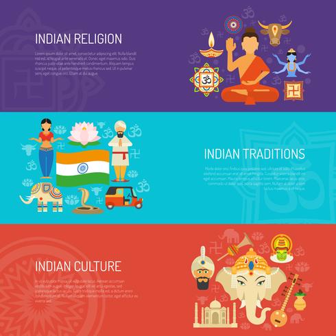 Conjunto de banners de la India vector