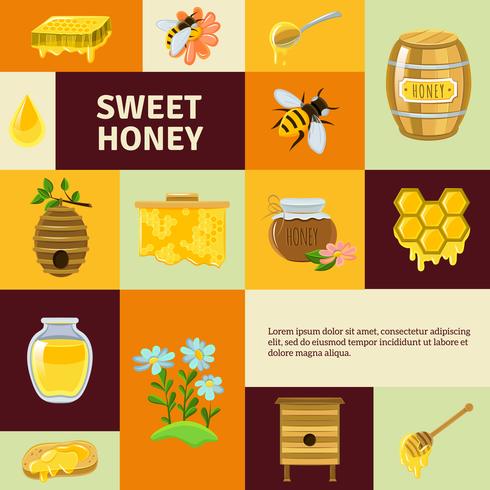 Conjunto de iconos de miel dulce vector