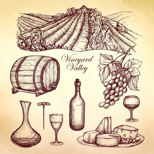 Wine Sketch Collection vector