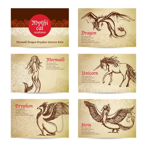 Mythical Creatures Set vector