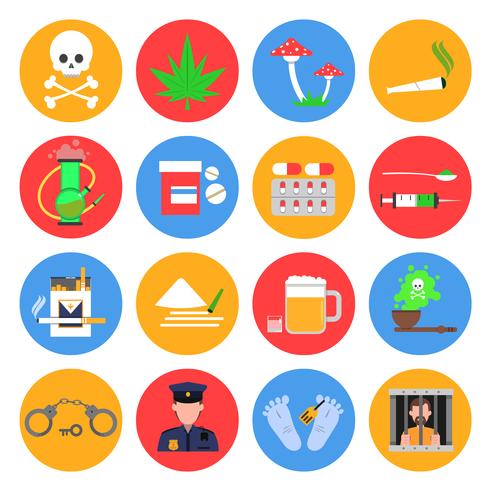  Drugs Icons Set  vector