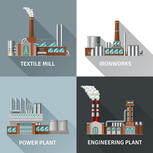 Factory Design Icons Set vector