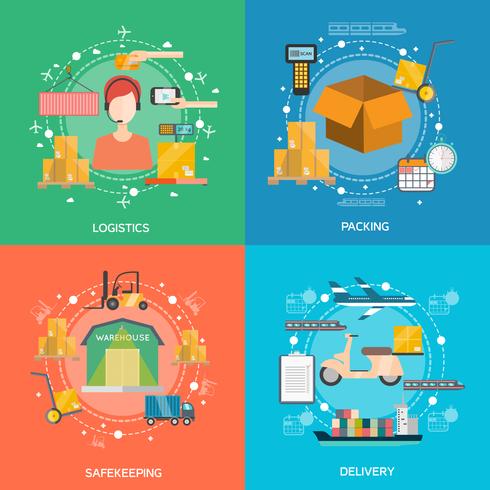  Logistics Concept Icons Set vector
