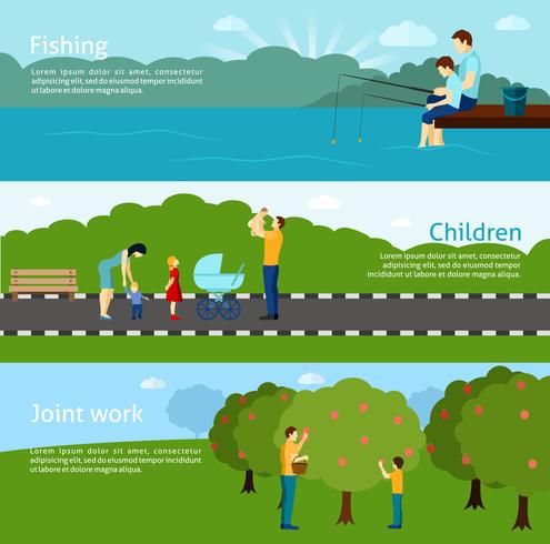 Fatherhood Horizontal Banners  Set vector