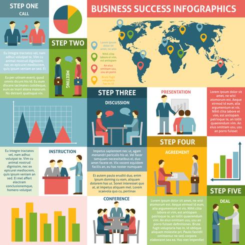 Infografía cinco pasos para el éxito empresarial vector