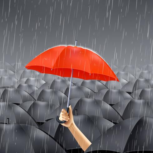 Red Umbrella Under Rain vector