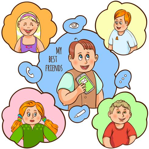 Children Friendship Cartoon Concept vector