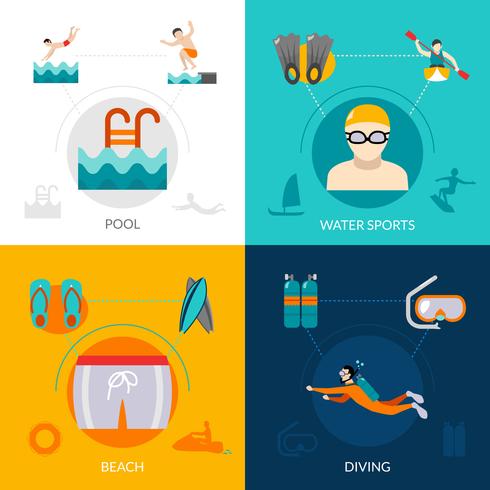 Swimming Flat Set vector